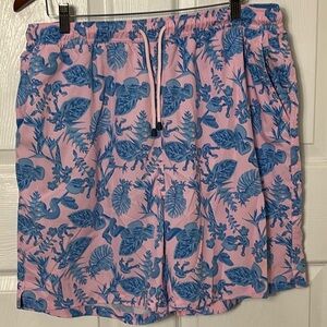 Peter Millar Seaside Snake Garden Swim Trunk Pink and Blue size XL Mesh Lined